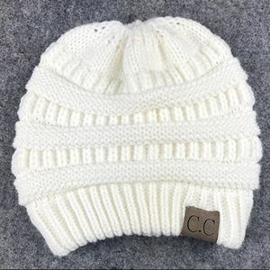 NEW CC White Ponytail Beanie